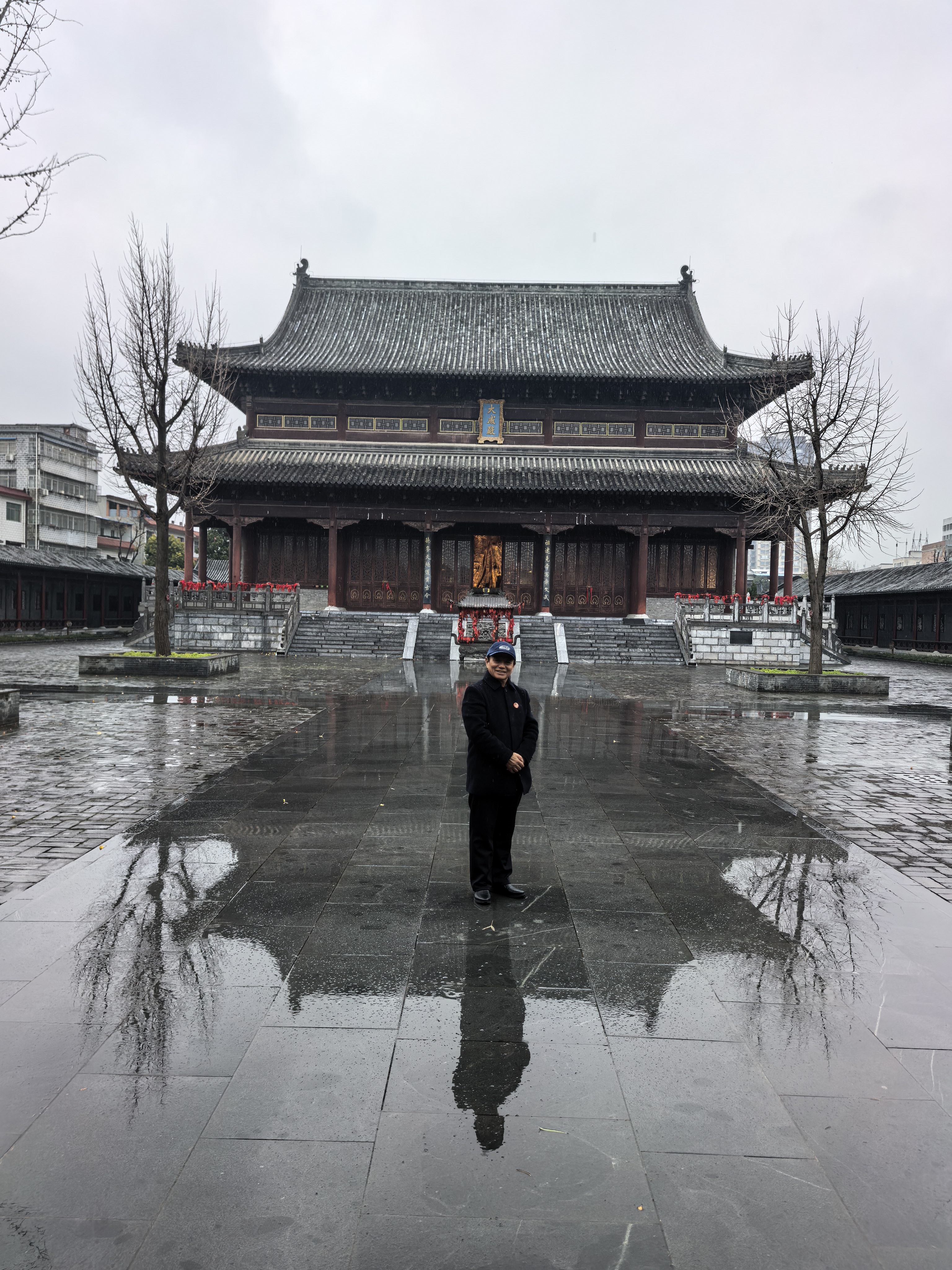 雨雪访花洲书院